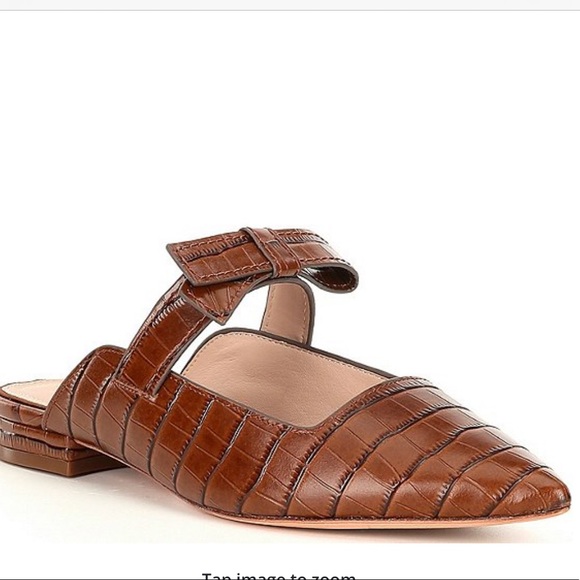 AD & DAUGHTERS Jemma Croc Embossed Leather Mules. - Picture 3 of 11